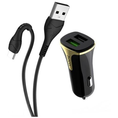 Автомобильное зарядное устройство Hoco Z31 Universe + кабель USB Type-C, black