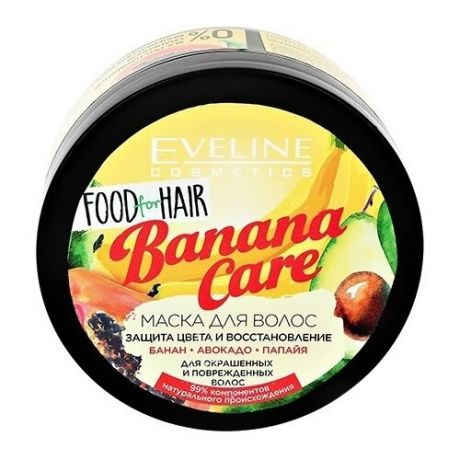 Eveline Cosmetics Food For Hair Маска для волос Banana Care Защита цвета и восстановление, 500 мл