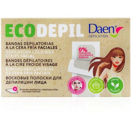 Daen Восковые полоски для лица EcoDepil 16 шт.