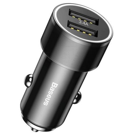 Автомобильное зарядное устройство Baseus Small Screw 3.4A Dual Lightning Car Charging Set TZXLD-A01, черный