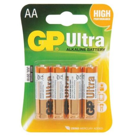 Батарейка GP Ultra Alkaline AA, 4 шт.