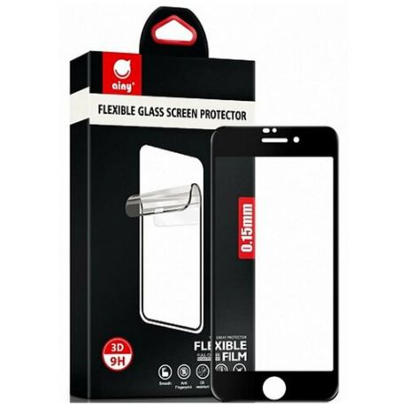 Гибридное защитное стекло 3D Ainy для iPhone 7/8, черная рамка, полный клей