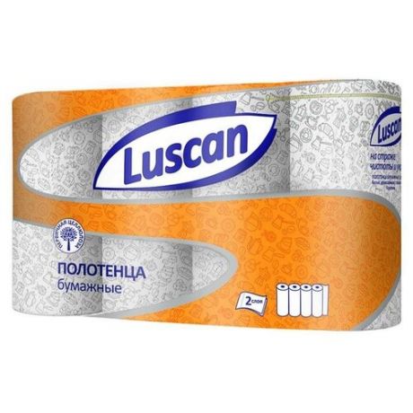 Полотенца бумажные Luscan с тиснением белые двухслойные 17 м 4 рул.