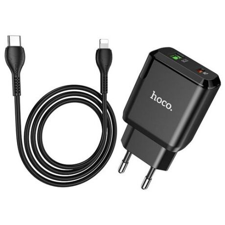 СЗУ, 1 USB 3.0 QC+PD 20W (N5), HOCO, Type-C to Lightning, умная зарядка, черный