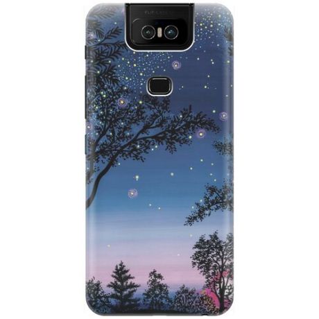Силиконовый чехол на ASUS ZenFone 6 ZS630KL / Асус Зенфон 6 с принтом "Деревья и звезды"