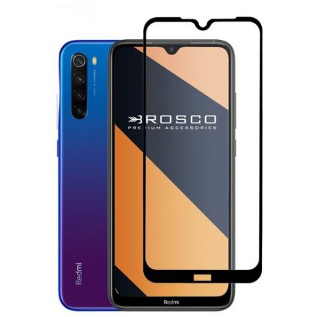 Защитное стекло ROSCO с черной рамкой для Xiaomi Redmi Note 8T (Сяоми Редми Ноут 8Т), силиконовая клеевая основа