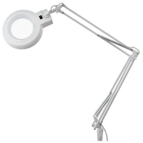 Лампа лупа на струбцине REXANT, круглая, 5D, с подсветкой, белая