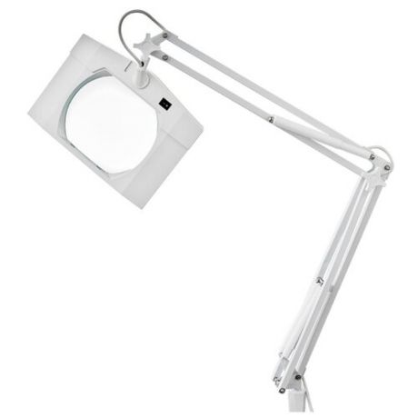 Лампа лупа на струбцине REXANT, квадратная, 5D, с подсветкой, белая