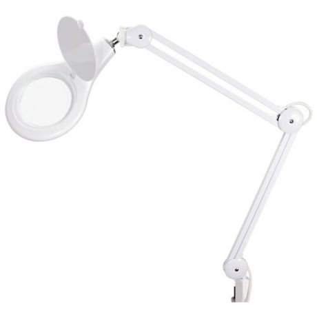 Лампа лупа на струбцине REXANT, круглая, 5D, с подсветкой 108 LED, белая