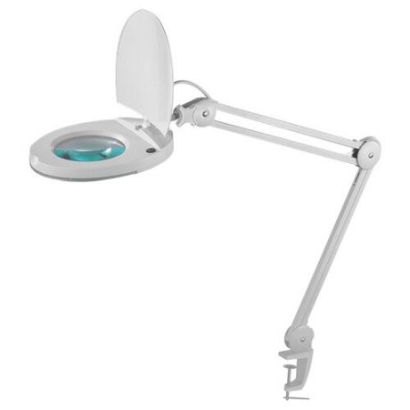 Лампа лупа на струбцине REXANT, круглая, 8D, с подсветкой и крышкой, белая
