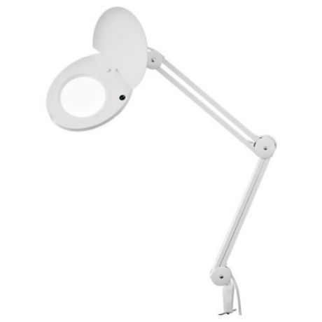 Лампа лупа на струбцине REXANT, круглая, 3D, с подсветкой и крышкой, белая