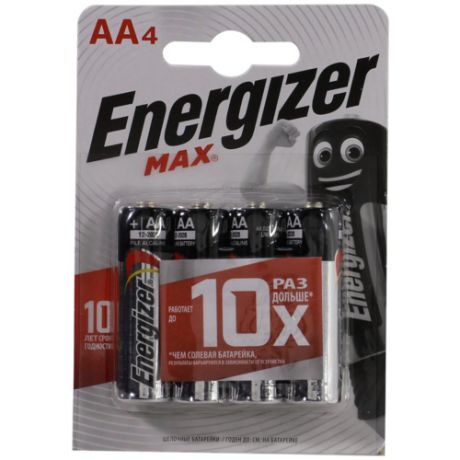 Батарейка AA щелочная Energizer MAX LR6 1.5V 4 шт