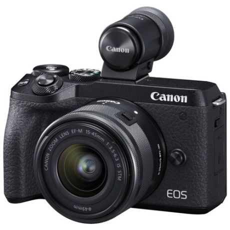 Фотоаппарат Canon EOS M6 Mark II Kit EF-M 15-45mm f/3.5-6.3 IS STM + EVF-DC2, черный