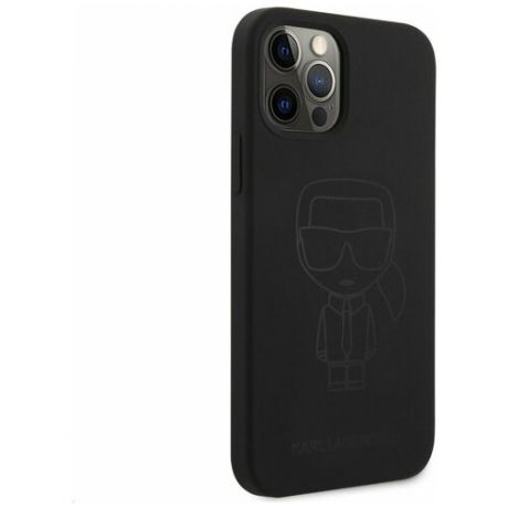 Чехол CG Mobile Karl Lagerfeld Liquid silicone Ikonik outlines Hard для iPhone 12/12 Pro, цвет Черный (KLHCP12MSILTTBK) KLHCP12MSILTTBK