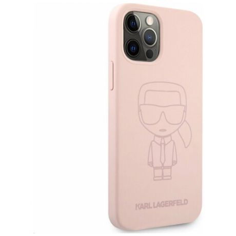 Чехол CG Mobile Karl Lagerfeld Liquid silicone Ikonik outlines Hard для iPhone 12/12 Pro, цвет Розовый (KLHCP12MSILTTPI) KLHCP12MSILTTPI