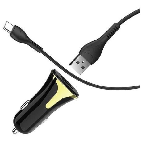 АЗУ, 2 USB 3.4A 18W QC3.0 (Z31), usb cable Type-C, HOCO, черный