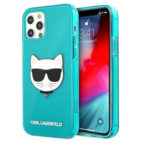 Чехол CG Mobile Karl Lagerfeld TPU FLUO Choupette Hard для iPhone 12/12 Pro, цвет Голубой