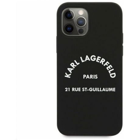 Чехол CG Mobile Karl Lagerfeld Liquid silicone RSG logo Hard для iPhone 12/12 Pro, цвет Черный