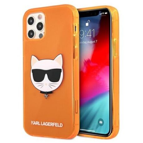 Чехол CG Mobile Karl Lagerfeld TPU FLUO Choupette Hard для iPhone 12/12 Pro, цвет Оранжевый