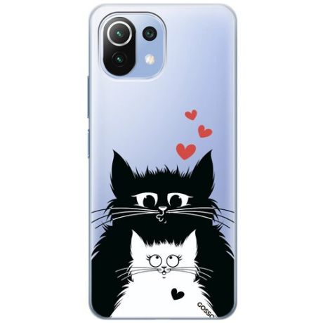Ультратонкий силиконовый чехол-накладка Transparent для Xiaomi Mi 11 Lite 4G с 3D принтом "Cats in Love"