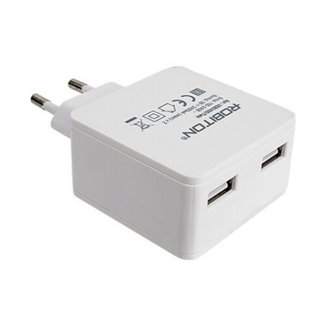 Сетевое зарядное устройство ROBITON USB2400/TWIN, белый