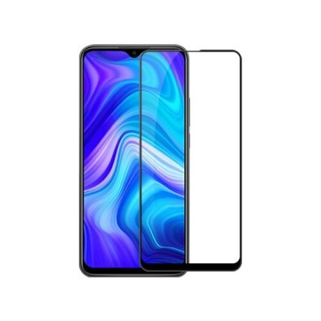 Защитное стекло для телефона Xiaomi Redmi 9 с олеофобным покрытием и черной рамкой, полная проклейка экрана (Черный)