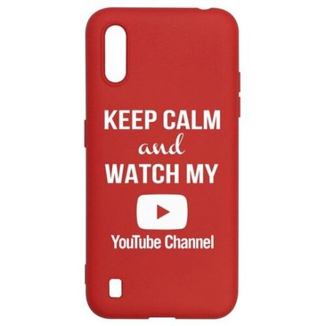 Чехол-накладка Krutoff Silicone Case YouTube для Samsung Galaxy A01/ M01 (A015/ M015) красный