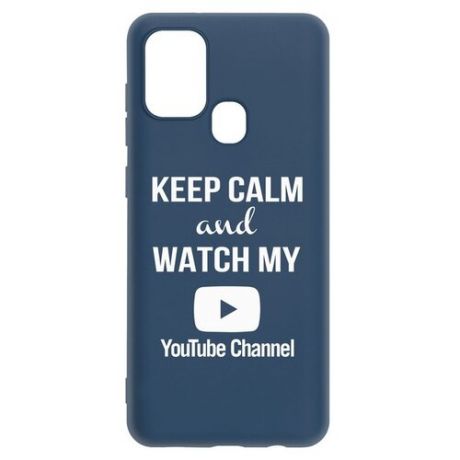 Чехол-накладка Krutoff Silicone Case YouTube для Samsung Galaxy A21s (A217) синий