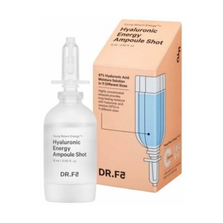 Ампула-шот для интенсивного увлажнения DR.F5 Hyaluronic energy ampoule shot, комплекс из 11 гиалоурановых кислот, 15мл.
