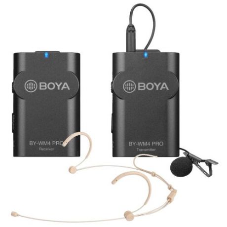 Беспроводной микрофон Boya BY-WM4/HS32 PRO для смартфонов и камер с петличкой и головной гарнитурой