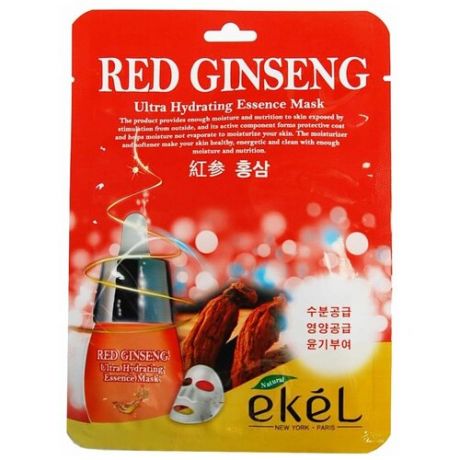 Ekel Red Ginseng Ultra Hydrating Essence Mask Тканевая маска Красный Женьшень, 25 мл, 3 шт.