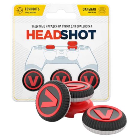 RAINBO Сменные накладки Headshot (Victory) для геймпада Sony Dualshock 4 черный/красный