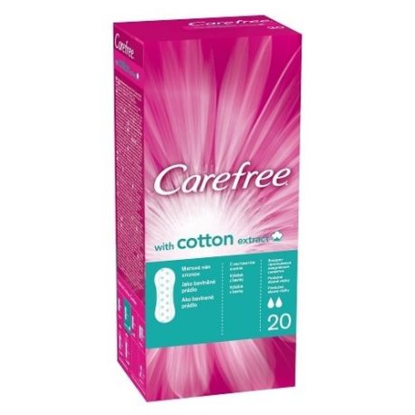 Carefree прокладки ежедневные Cotton extract без запаха, 2 капли, 20 шт.