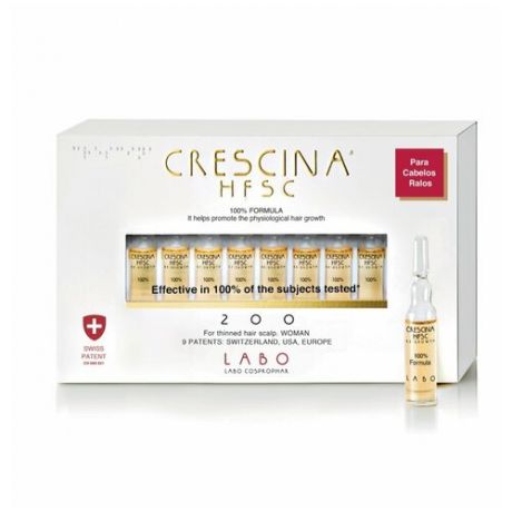 Crescina Ампулы для стимуляции роста волос для женщин, дозировка 200, 3.5 мл, 10 шт.