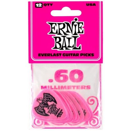 Медиатор Ernie Ball Everlast 0,60 мм 9179 розовый 12 шт.