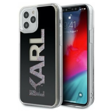 Чехол CG Mobile Karl Lagerfeld Liquid Glitter Karl logo Hard для iPhone 12 Pro Max, цвет Черный