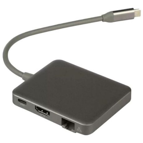 Док- станция Dock 1 Hub Qumo CH (HB-0002), Type- C, PD, HDMI, 2 USB 3.0, Space grey