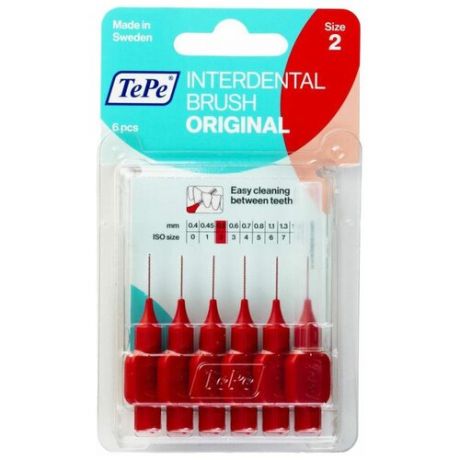 Зубной ершик TePe Original 2, red, 6 шт.