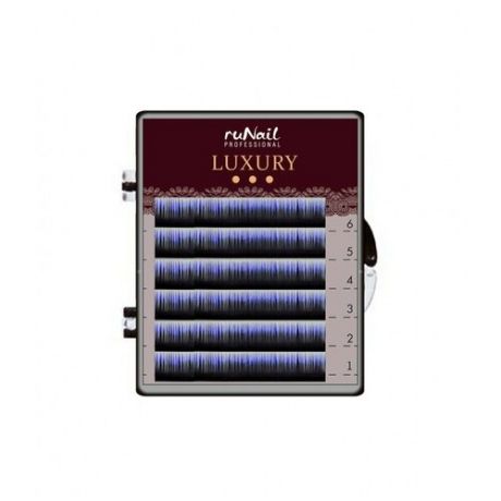 RuNail, Luxury - ресницы для наращивания (Ø 0,1 мм, Mix C, (№10,12,14), черно-синие, 6 линий) №3370
