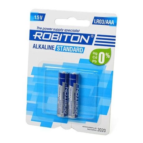 Батарейка ROBITON Alkaline Standart LR03/AAA, 2 шт.