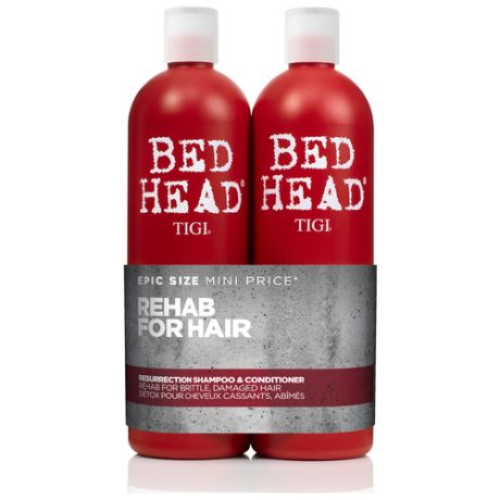 TIGI Bed Head Urban Anti+dotes Resurrection - Восстанавливающий Шампунь и Кондиционер для сильно поврежденных волос, уровень 3, 2*750 мл