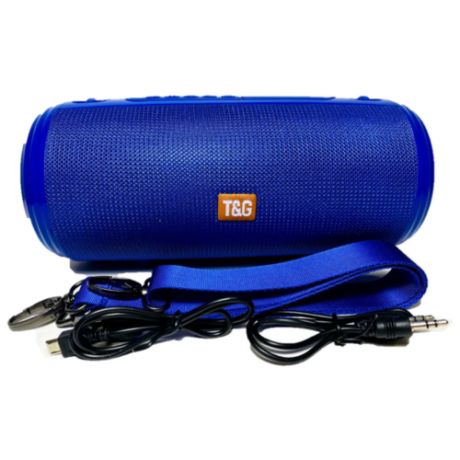 Беспроводная портативная Bluetooth колонка T&G TG537 (Синяя), FM радио, 2 динамика, светомузыка, объемный звук