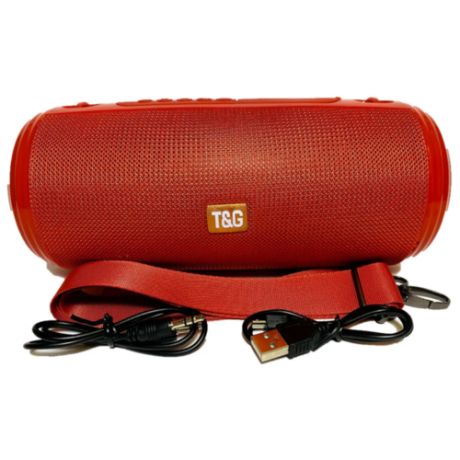 Беспроводная портативная Bluetooth колонка T&G TG537 (Красная), FM радио, 2 динамика, светомузыка, объемный звук
