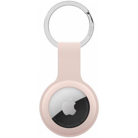 Чехол-брелок uBear Touch Ring Case для AirTag с кольцом-фиксатором, силикон Soft-touch, розовый