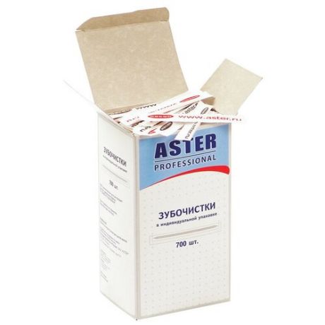 Aster зубочистки деревянные Professional в индивидуальной упаковке, 700 шт.