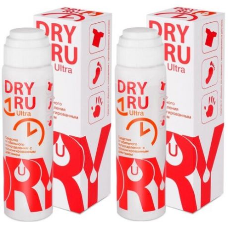 DRY RU Ultra набор: дезодорант от повышенного потоотделения с пролонгированным действием / антиперспирант от сильной потливости под мышками для мужчин и женщин драй РУ Ультра, 50мл – 2шт