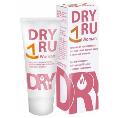DRY RU Woman крем-дезодорант-антиперспирант от пота для женщин / средство от пота и запаха под мышками драй РУ Вуман, 50мл
