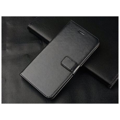 Глянцевый водоотталкивающий чехол портмоне подставка для Huawei Honor 10X Lite с магнитной защелкой и отделениями для карт черный