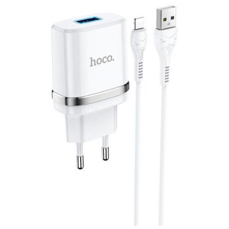 Сетевое зарядное устройство Hoco N1 Ardent с кабелем Lightning, white