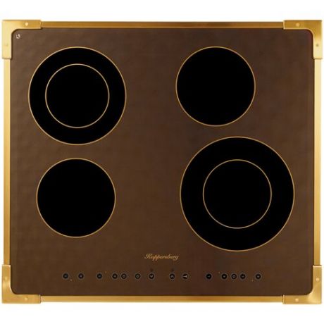 Электрическая варочная панель Kuppersberg FA6RC BRONZE, цвет панели черный, цвет рамки коричневый